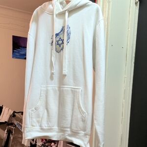 White Hoodie with Blue Star Design